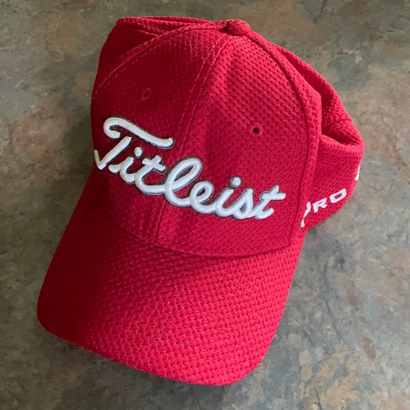 Red Titleist Pro V1 Mesh Baseball Hat